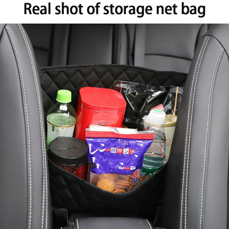 Advanced Car Net Pocket Handbag Holder Between Car Seat Storage PU Leather Black 