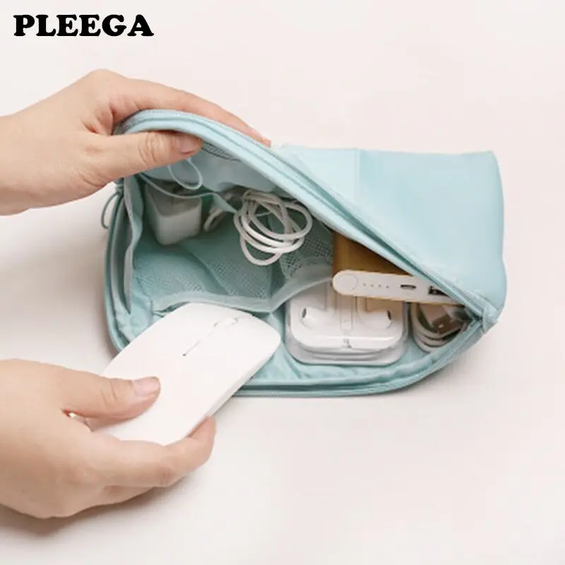 

Travel bag Lady toiletries Handbag make up Organizer Zipper Cosmetic storage Bag Digital USB Cable Charger Earphone Stuff case