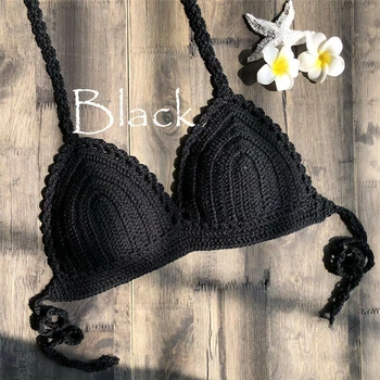 

Women Brazilian Bikini Top Knitted Beachwear Boho Vest Crop Tops Bra Casual Solid Color Swimwear Top Swimsuit Ladies Tops