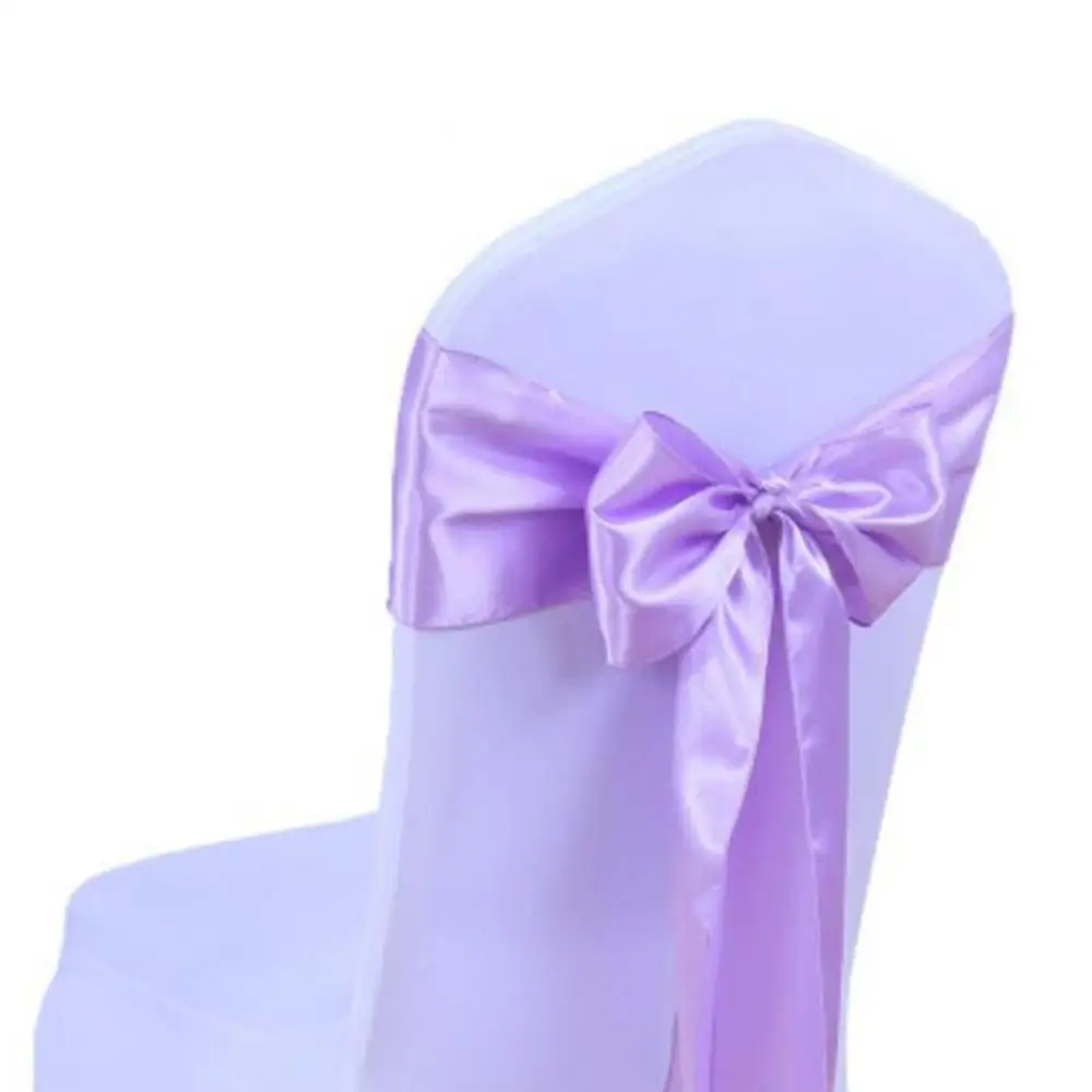 25PCS 15 Colors Wedding Chair Cover Sash Satin Fabric bow-knot Ribbon Tie Bands for for Wedding Party Banquet Event Decorations - Цвет: Lavender