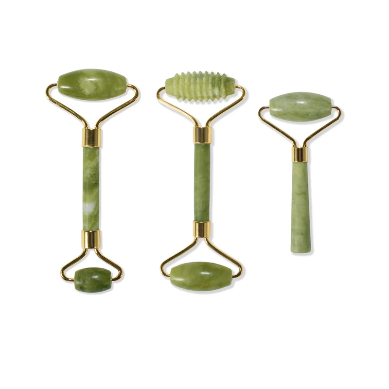 

Anti Aging Natural Jade Roller for face and Gua Sha Massage Tool Set Therapy Facial Roller with Double Neck Slimming Massager