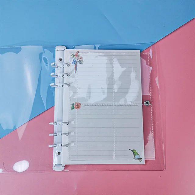 SKYSONIC A5 A6 Zipper Binder Cover-Loose Leaf Organizer Diary-Bullet Transparent PVC Case Photo Organizer Stationery Supplies