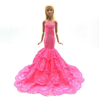

Pink Lace Doll Dress Costume Elegant Lady Fishtail Dress For Barbie Doll Clothes For 1/6 BJD Mermaid Dresses Girl Gift Toy