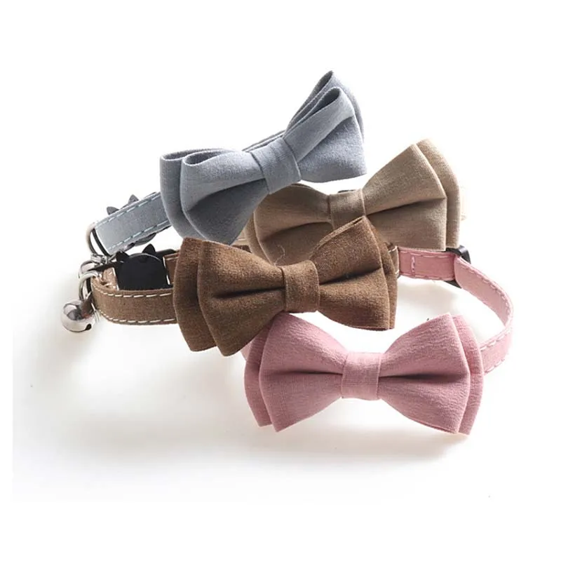 Bowknot Small Cat Collars Adjustable Buckle Bow Tie Puppy Dog Collar Cute Small Dog Collar with