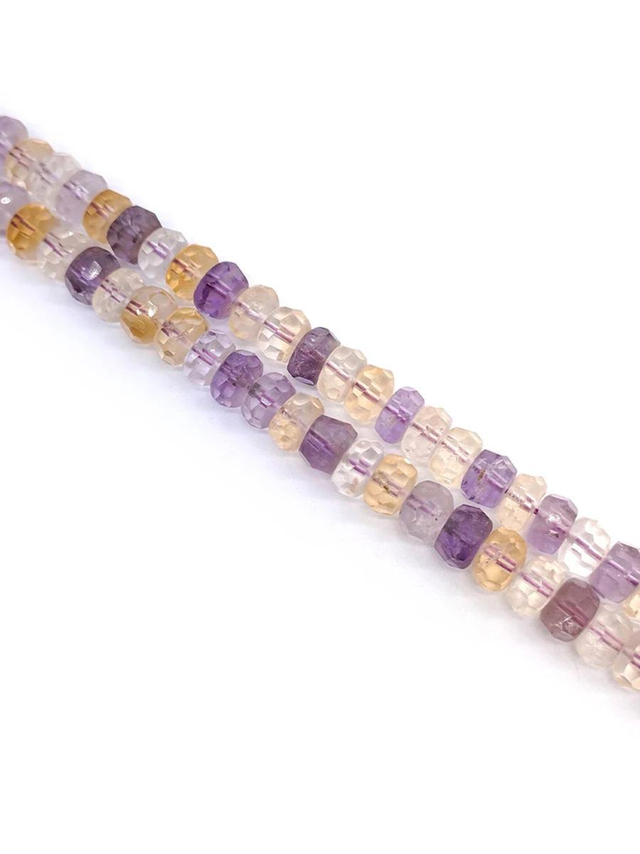 Natural Faceted Citrine Amethysts Quartz Beads Small Section Loose Spacer for Jewelry Making DIY Necklace Bracelet 15'' 5x8mm