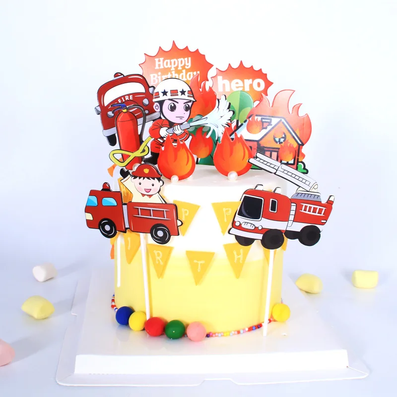 Пожарные двигатели огнетушители пожарные Герой Тема Топпер для торта «С Днем Рождения» Взрослый День отца торт украшения Детские сувениры