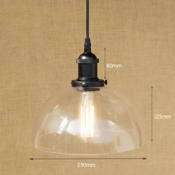 

Modern LED Edison bulb Pendant Light Fixture Semi-circular glass shade pendant lamp For Kitchen Lights/dining room/bar E27 220V