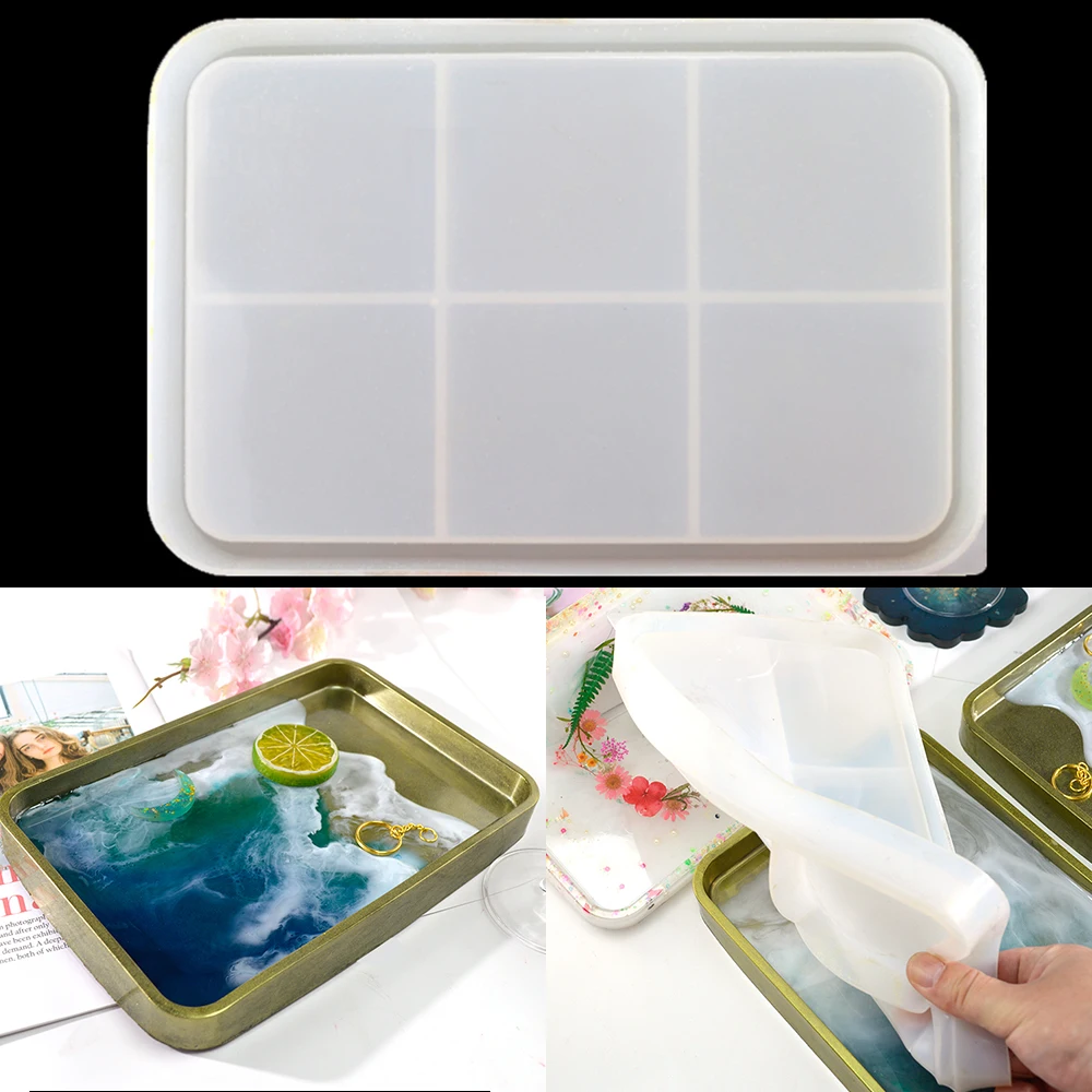 Super Big Deep Tray Mold Rectangle Plate Epoxidharz Formen Fruit Disc Tea Tray Epoxy Mallen For Craft Making Casting Molds Tool liquid silicone mold for diy resin decorative craft moon star heart rabbit epoxy uv resin molds for pendants jewelry making tool
