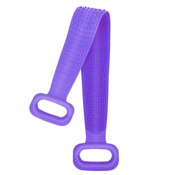 

2pcs Long Silicone Bath Towel Shower Towel Back Body Exfoliating Strap Bathing Massage Brush for Bathroom (76cm, Purple)
