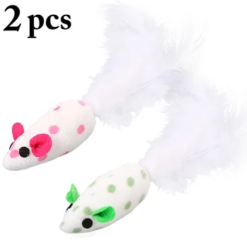 

2pcs Cat Toy Cat toys False Mouse Pet Cat Toys Mini Funny Playing Toys For Cats Feather Plush Mini Mouse Toys for Cats