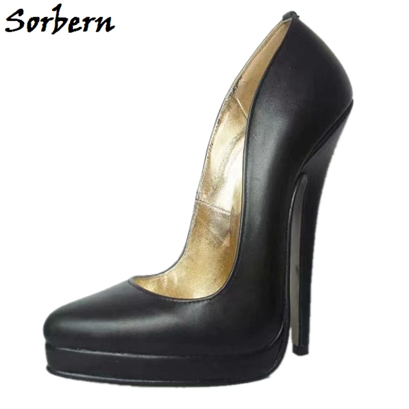 

Sorbern 6.4 Inch High Heel Women Pumps Slip On Shoes Ladies Party Transfer Sissy Boy Black Pumps Heels For Guys Crossdresser