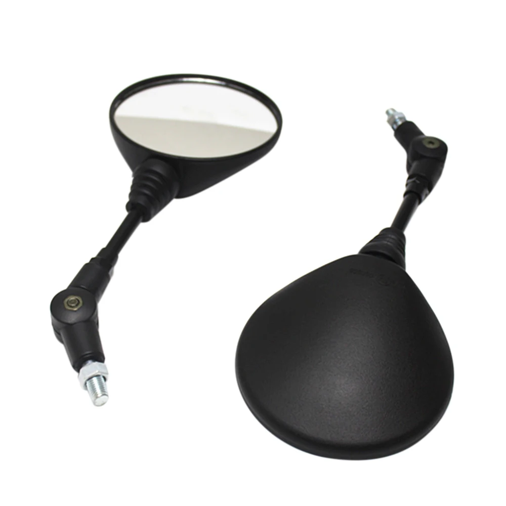 Universal Motorcycle Aluminum Alloy 10mm Diameter Handlebar Rotatable Collapsible Round Shape Rearview Amber Side Mirror