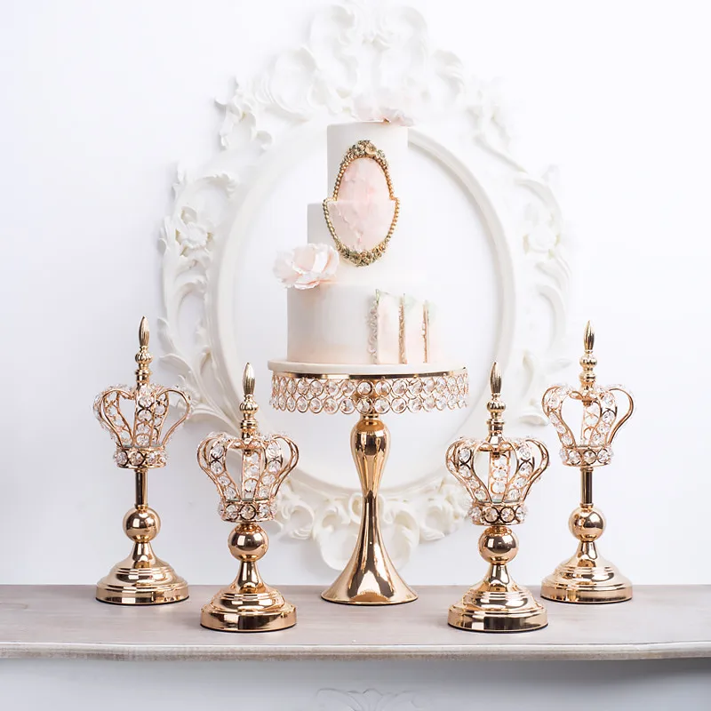 

Tobs Gold Crystal Electroplating stand set gold mirror face fondant cupcake sweet table candy bar table decorating