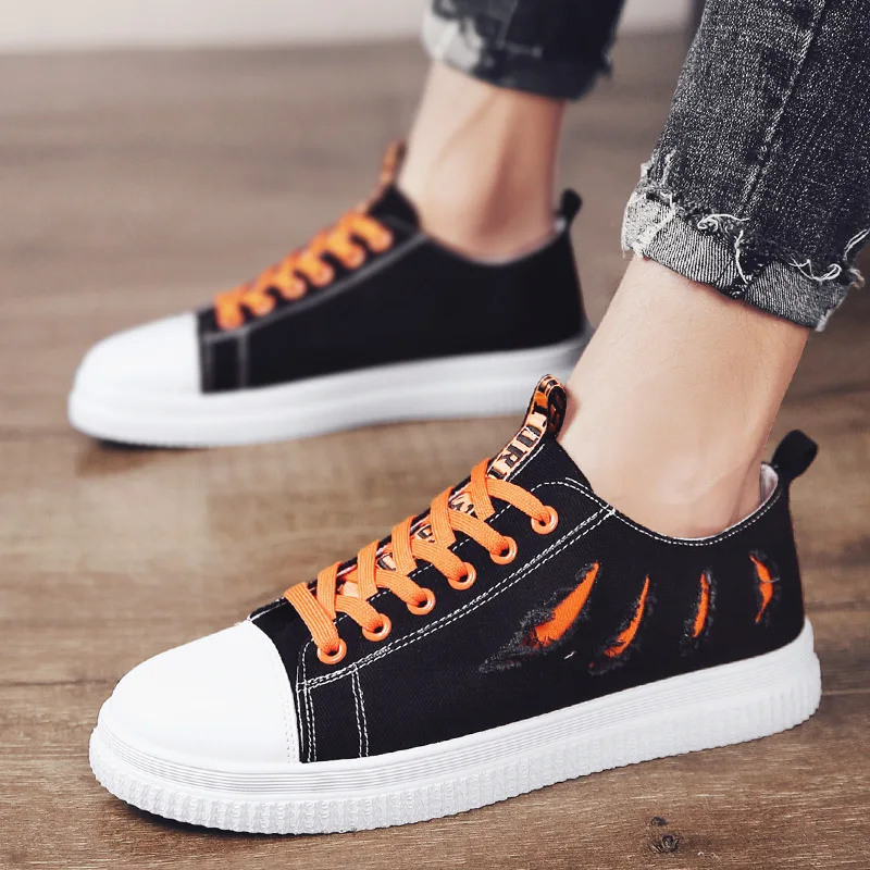 

Low Cut Men Canvas Casual Shoes Mixed Colors Flat Vulcanize Shoes Sewing Lace-Up Novelty Summer Breathable Boy Sneakers Shallow