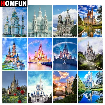 

HOMFUN 3D Diamond Painting "Castle scenery" DIY Full Rhinestones Drill Cross-stitch Kits Square Round Diamond Embroidery
