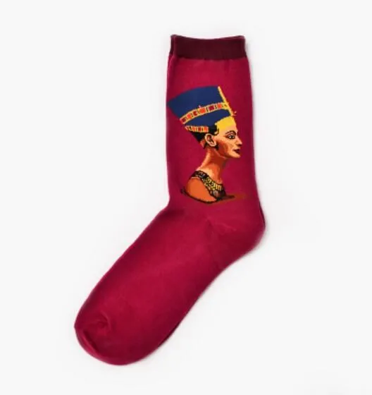 W029 17 Red man CUHAKCI, хлопковые носки, забавные, масляные, с рисунком, модные, счастливые носки, ночные, зимние, мужские, женские, с красочным принтом, Ван Гог, художественные носки, одна пара - Цвет: W029 17 Red man