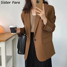 Sister Fara – Blazer brodé à boutons pour femme, veste élégante et décontractée, manteau à boutons simples, printemps automne