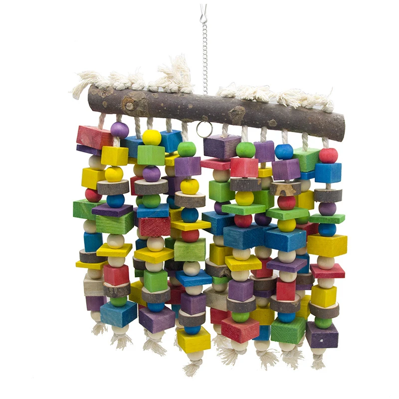 

Bird Chewing Toy Wood Parrot Swing Stand Playing Toy for Medium & Large Sized Birds Intelligence Development Bird Supplies