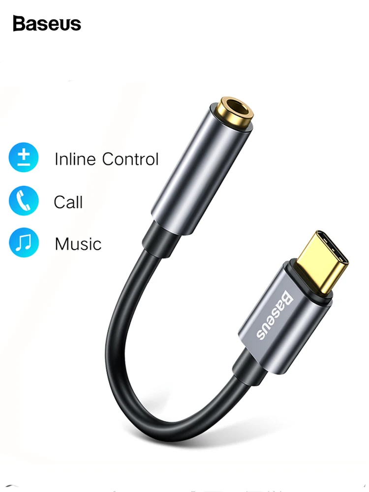 Baseus L54 Type c to 3.5mm AUX earphone headphone adapter usb 3.5 jack audio cable for Huawei Mate 20 P30 Xiaomi mi 9 8 | Мобильные