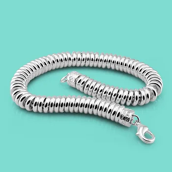 

Fashion Women's Pure 925 Silver Bracelet Solid Silver Circle Bracelet 7.5MM20CM Size Body Jewelry Mother's Day Gift Pulseira
