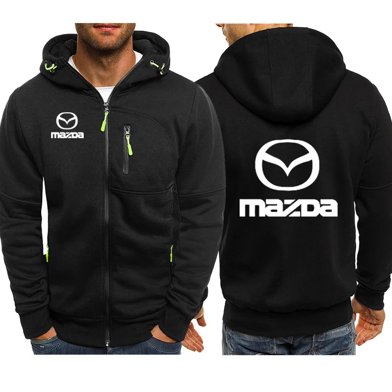 Мужские толстовки с капюшоном в стиле Харадзюку С принтом логотипа Mazda, повседневные мужские толстовки с капюшоном и длинным рукавом, мужская куртка на молнии, мужская толстовка с капюшоном Z - Цвет: 1