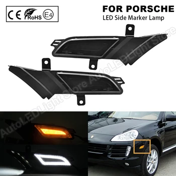 

2Pcs For Porsche Cayenne 957 2007-2010 LED Side Marker Turn Signal Lamp Light(Amber)LED Running light/Position light(white)Smoke