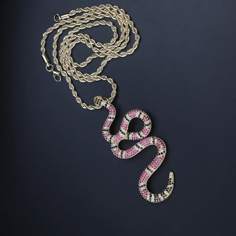 Модное ожерелье с цепочкой в виде змеи и льдом, мужское ожерелье с Т-образным золотым кубическим цирконием, мужские ювелирные изделия в стиле хип-хоп, подарок