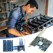 PCIE PCI E carte PCI Express Riser 1 à 4 USB 3.0, adaptateur Hub, carte d'extension à 4 ports pour WinXP/Win7/Win8/Win10, 1/3/5 pièces