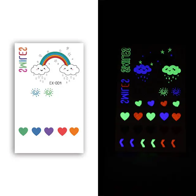 Morixi – autocollant de tatouage lumineux pour enfants, maquillage du corps, lettres papillon, figure géométrique, lignes fluorescentes Cool sur le visage, RA087 5