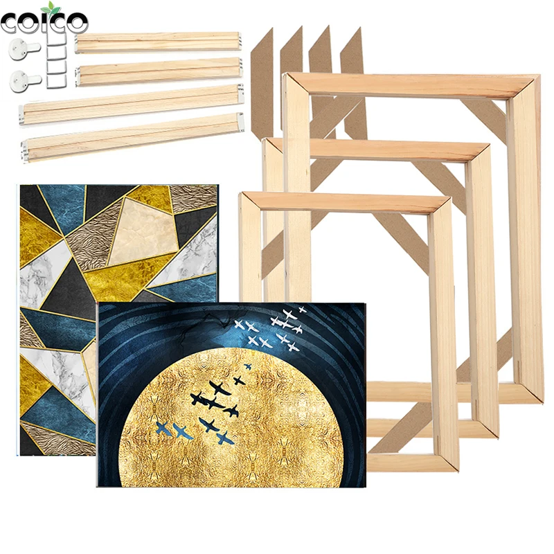 캔버스 유화에 대 한 설정 2 pcs 나무 프레임 사용자 지정 포스터 DIY 자연 나무 그림 프레임 50x70 벽 교수형 사진 프레임