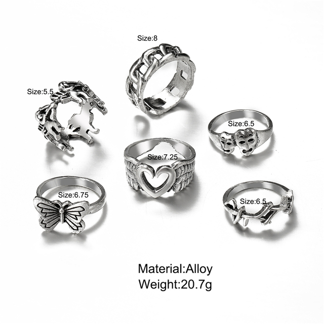 Punk Silver Color Chain Rings Set For Women Girls Fashion Pearl Irregular Finger Rings 2021 Female Knuckle Jewelry Gift