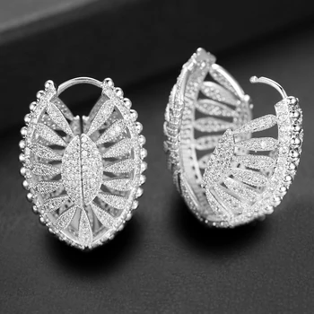

GODKI Jimbora Luxury Hollow Fat/Wide Chic Hoop Earrings For Women Earrings Jewelry Charms Elegant Full Mirco Cubic Zircon Dubai