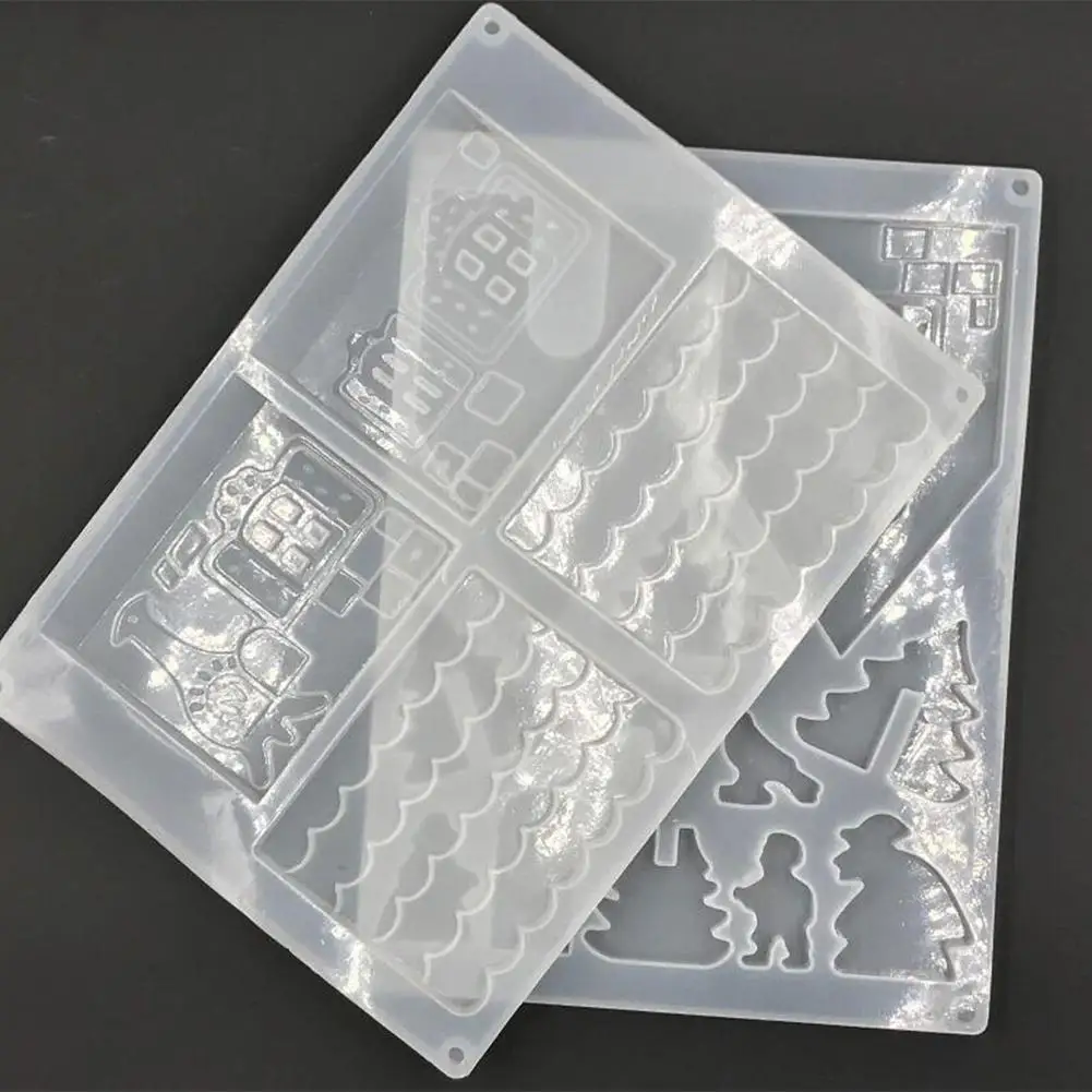 Transparent white HobbyLane 2 шт./упак. поделки РОЖДЕСТВЕНСКИЕ пряничный домик силиконовые формы шоколада Fondant(сахарная) для выпечки тортов DIY выпечка печенья инструменты - Цвет: Transparent white