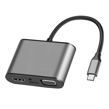 

8 In 1 USB3.0 4K HD Computer Type C To HDMI VGA Aluminum Alloy TF Card Reader Laptop Portable Cellphone Audio Port USB C Hub