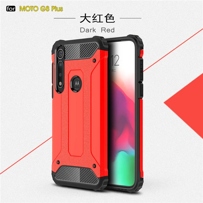 Для Moto G8 Plus чехол противоударный армированный резиновый жесткий чехол для телефона для Moto G8 Plus защитный чехол для Motorola Moto G8 Plus - Цвет: Red