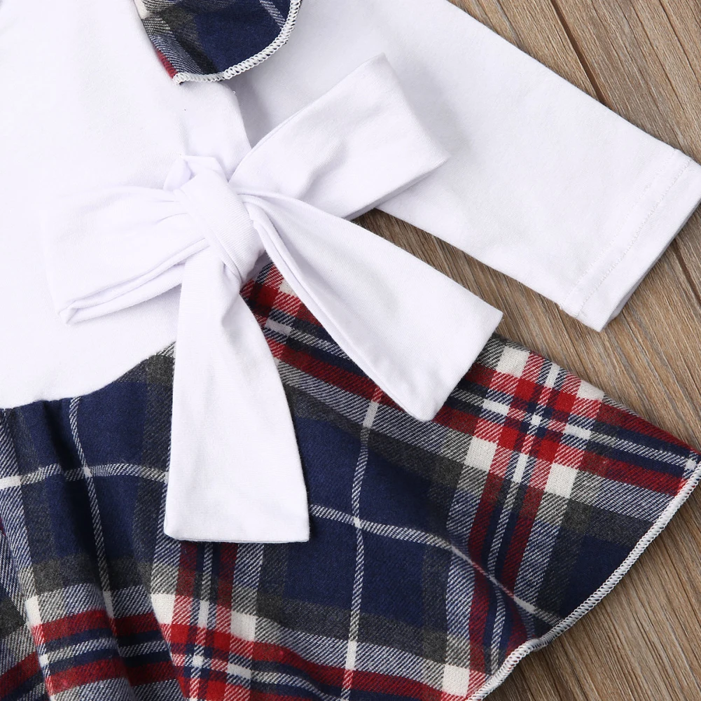 Focusnorm/Рождественская Одежда для новорожденных девочек от 0 до 18 месяцев осеннее боди с бантом и длинными рукавами рождественские наряды