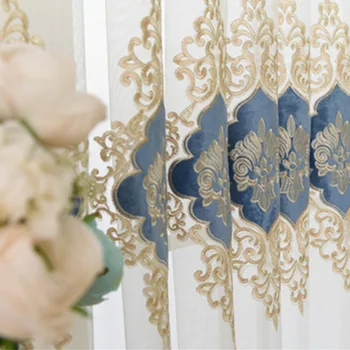 

Modern Tulle European Luxury Curtains Drapes Rideaux Window Lace Curtains for Living Room Decorative Items Embroidery Sheer