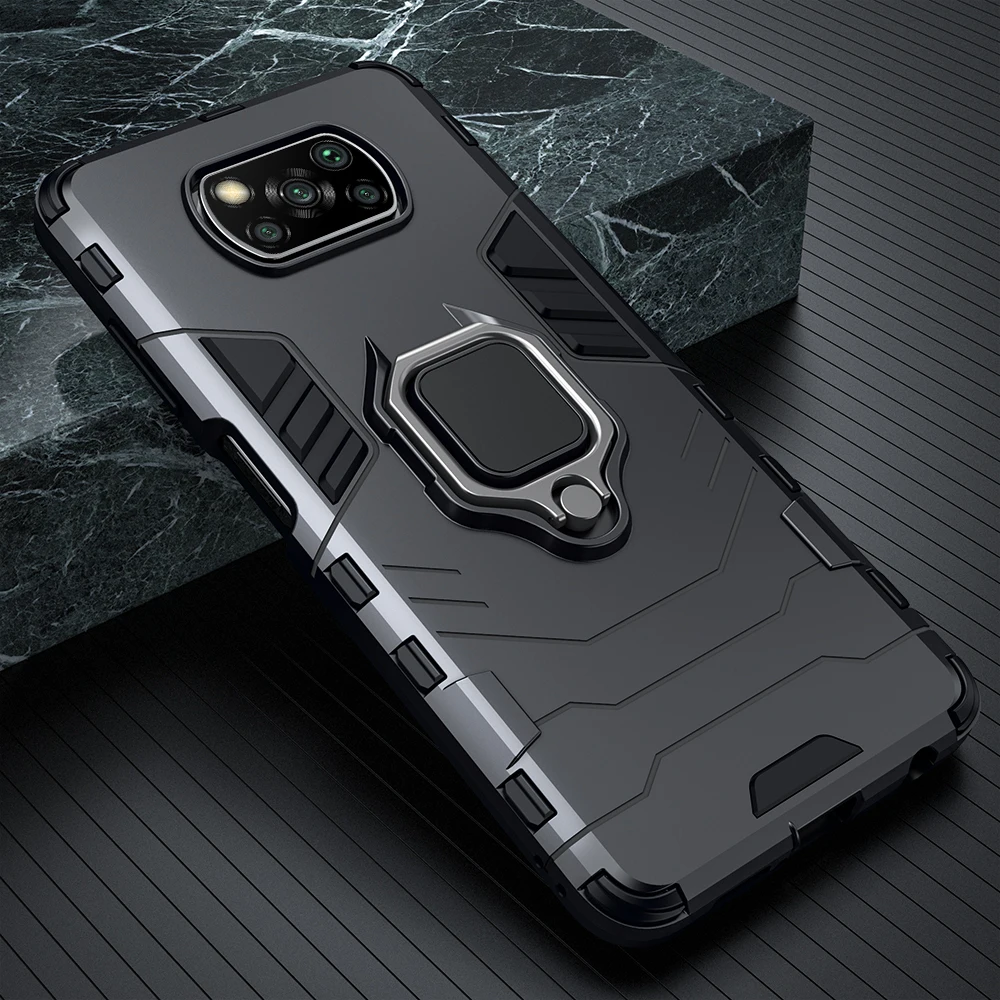 KEYSION Shockproof Case with Ring Stand and Phone Back Cover
