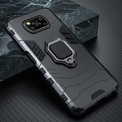 KEYSION Shockproof Case with Ring Stand and Phone Back Cover - POCO X2 (Black)