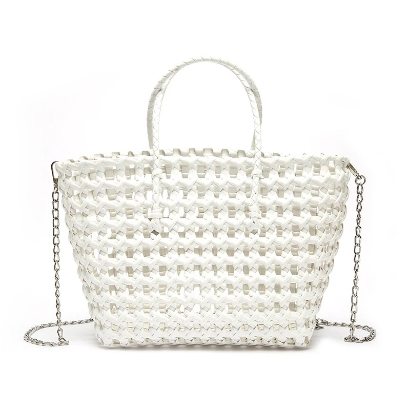 

Beach Bag Summer Big Straw Bags Handmade Woven Tote Women Travel Shopping Handbags Durable Plastic Woven Basket