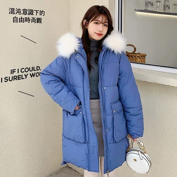 

2020 New Warm Thick Winter Jacket Women Fashion Hooded Parka Coat Big Pocket Casual Fur Collar Jacket Female Office Lady Parka