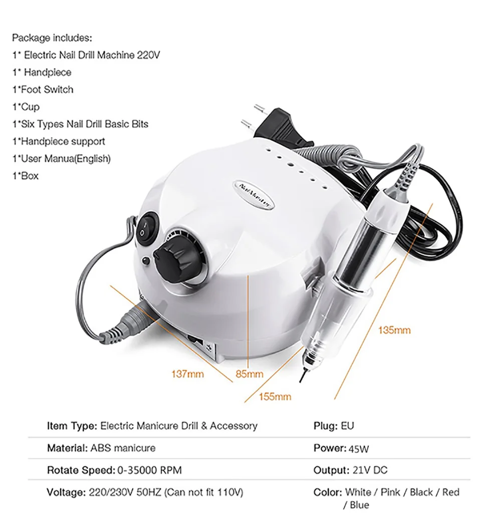 35000/20000 об/мин электрические сверла для ногтей Набор мельница резак машина для Типсы для маникюра Электрический маникюр ногтей Педикюр пилка