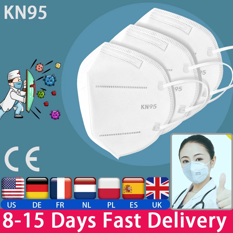 

50pcs/Set Fast Delivery Hot Sale KN95 Dustproof Anti-fog And Breathable Face Masks N95 Mask 95% Filtration Features as KF94 FFP2