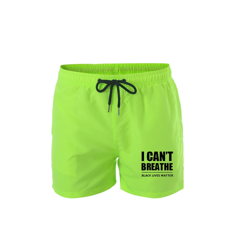 

I Can't Breathe Beach Shorts Men Quick Dry Print Swimming Surfing Summer Draw String Elastic Waist George Floyd Artwork Short