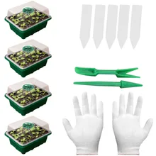 Plant potted seedling set 12 Holes Plastic Nursery Grow Planter Box Greenhouse Garden Pot Tray plant Seedling Tray With Lid