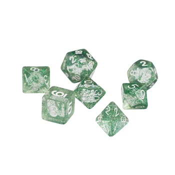 

14pcs TRPG Game Dungeons Dragon Glitter D4-D20 Dice Party Props Green Yellow