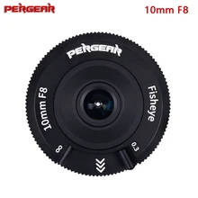 Pergear 10mm f8 panqueca fisheye lente da câmera APS-C formato 80g de peso leve para sony e/canon eos-m/fuji/m4/3 montagem