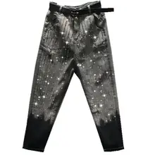 Горячая Распродажа, женские джинсы с высокой талией, осень и зима, новая мода, хит, цветные, Лоскутные, свободные, прямые, шаровары