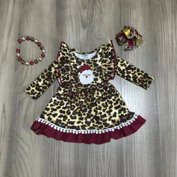 

baby girls christmas dress girls santa claus dress children girls leopard print dress with accessories