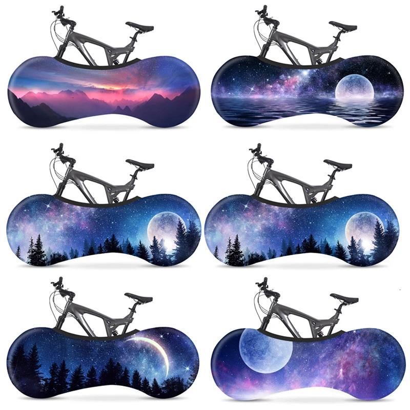 Упругий велосипед с красочным принтом ночного неба и звезд, пылезащитный чехол для велосипедного колеса, защитный чехол для внутреннего портативного велосипедного колеса